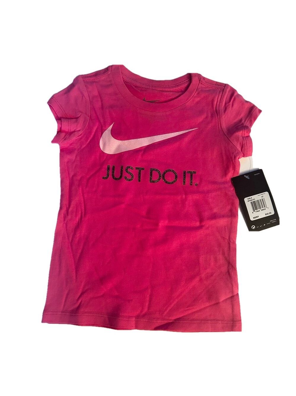 Nike Just Do It Hype Pink Short Sleeve Cotton Shirt 2T 3T 4T NWT